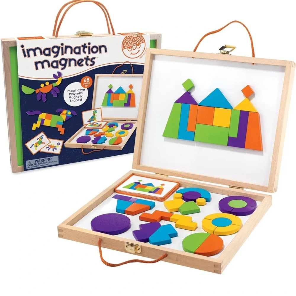 MindWare Imagination Magnets Wooden Pattern Blocks Set Imaginets